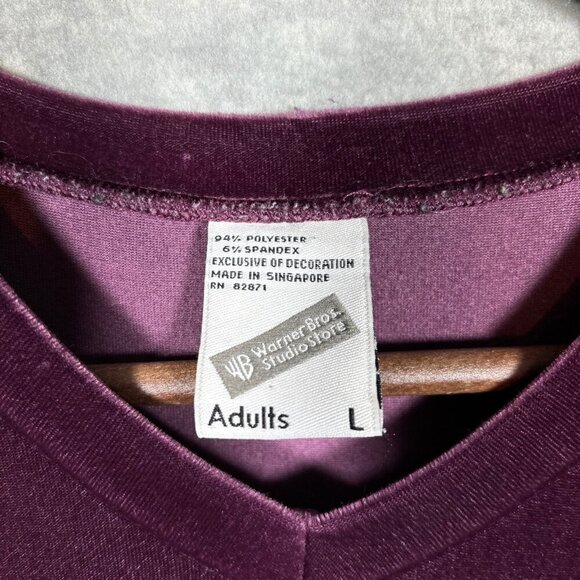 Vtg Tweety Velvet T-Shirt Tee Sz‎ L Warner Bros.Womens Purple - Picture 3 of 5